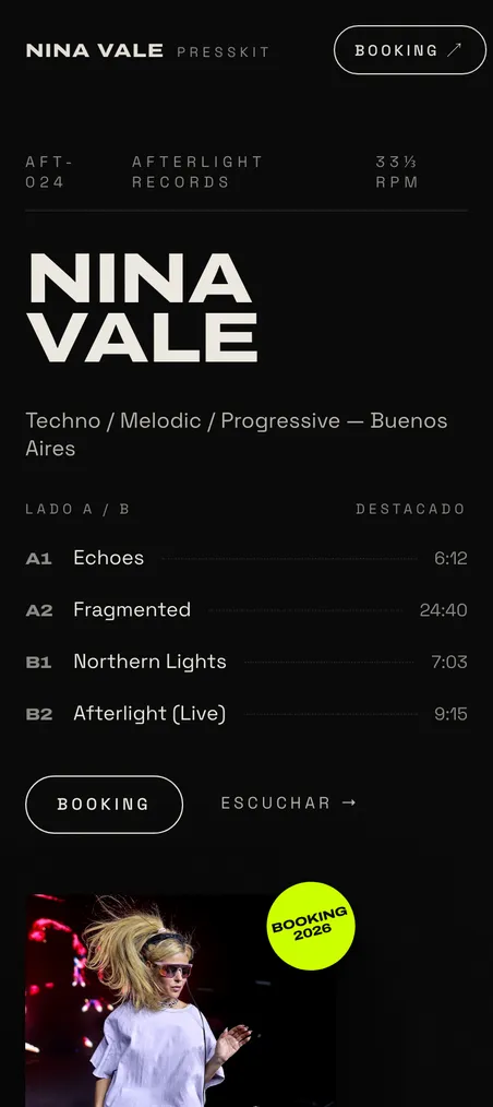 Presskit en la plantilla Vinilo